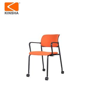 Silla de Oficina Moderna, Tela Naranja, Reposabrazos Fijos, Patas de Metal, Ruedas Giratorias, Diseño Ergonómico, Estilo Contemporáneo para el Hogar - Product Image 6