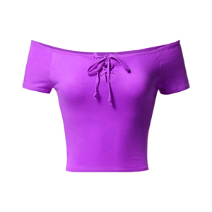 Top Corto para Mujer, Manga Corta, Transpirable, Antiencogimiento, Secado Rápido, Tejido de Punto de Poliéster/Algodón, Estilo Casual, Diseño Liso, Corte Regular - Product Image 2