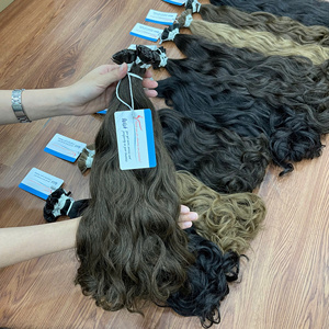 New Choice Extensiones de cabello de queratina de punta plana Paquetes de cabello crudo ondulado natural de alta calidad Cabello completo Envío ahora - Product Image 4