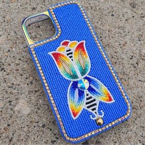 เคสโทรศัพท์ผ้าฝ้ายปักลายมือประดับลูกปัด ลายดอกเดซี่ ปลาดาว ดีไซน์สีสันสดใส ลายดอกไม้เย็บติดรูปทรงสี่เหลี่ยมผืนผ้า - Product Image 6