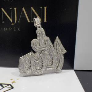 Colgante de plata S925 personalizado con diamante VVS, estilo Hip Hop, con la imagen de Alá, pasa la prueba del diamante, con moissanita helada, colgantes y dijes finos para unisex. - Product Image 2