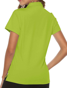 Polo Verde para Mujer, Manga Corta, Color Sólido, Informal, Transpirable, Tejido de Punto, 100% Poliéster, Corte Regular - Product Image 2