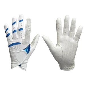 Guantes de Golf Ultra Grip Transpirables Blancos y Azules Profesionales de Alta Calidad en Cuero PU para Deportes - Product Image 1