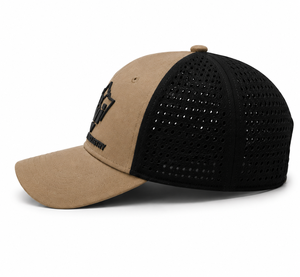 Casquette unisexe en maille kaki et noire avec visière incurvée, chapeau de sport respirant pour l'extérieur, logo personnalisé - Product Image 3