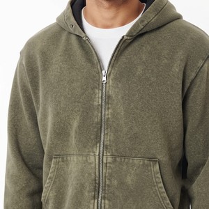 Sweat à capuche zippé pour homme en molleton de coton mélangé de qualité supérieure, avec manches contrastantes, poche kangourou, style décontracté et sportif - Product Image 4