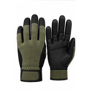 Gants de travail de jardin en cuir PU anti-coupure et antidérapants, avec revers tricoté, fermeture à boucle ambidextre, design noir et gris pour usage extérieur - Product Image 2