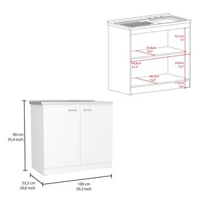 Mobiletto Sottolavello Bianco a Doppia Anta Napoles con Un Ripiano per Cucina - Product Image 3