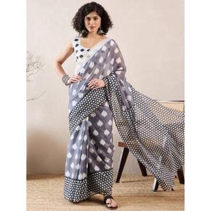 ผ้าซารีลายพิมพ์ดิจิทัลลิลานคอตตอนสุดพิเศษ สวยงามโดดเด่น พร้อมภาพถ่ายนางแบบจริง - Product Image 1