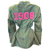 Blazer de Mujer con Botones y Estampado de Pata de Gallo, Estilo Griego, Chaqueta Formal con Corte Entallado y Antiarrugas