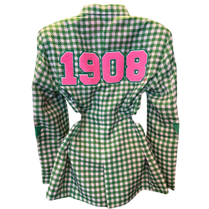 Blazer AKA Houndstooth para Mujer, Estilo Griego, Patrón Clásico, Chaqueta Formal, Corte Entallado Elegante, Calidad Premium, Prenda Elegante - Product Image 2