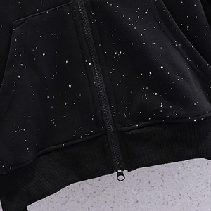 Sudadera con capucha para hombre con pedrería, estilo gótico, de algodón French Terry de 500GSM, con cremallera completa, oversize, streetwear, al por mayor - Product Image 3