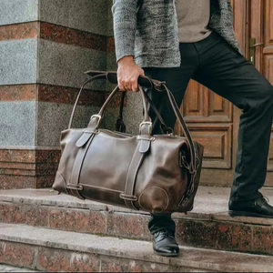 กระเป๋าเดินทางหนังแท้เอนกประสงค์สไตล์เรโทร ขนาดใหญ่ น้ำหนักเบา พกพาสะดวก ผลิตด้วยมือ พร้อมซิป - Product Image 1