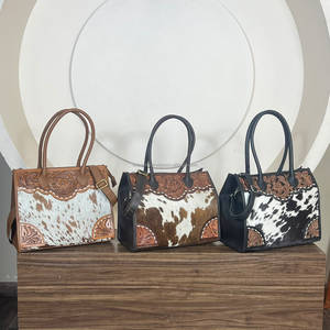 Hand Tooled Cowhide Genuine Leather Tote <b>Bag</b> Western Pattern Embroidery All Season Women's Shoulder <b>Bag</b> for Daily Use Tote <b>Bag</b> - Product Image 2