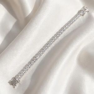 Pulsera de Tenis Personalizada con Moissanita en Plata de Ley 925 con Piedras de Corte Redondo para Mujer, Regalo de Aniversario, Joyería Fina - Product Image 1