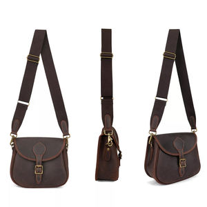 Sac de transport pour munitions en cuir véritable d'inspiration vintage avec fermeture à boucle sécurisée et intérieur spacieux pour les voyages de chasse - Product Image 5