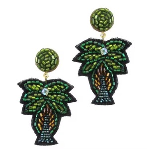 Tropical Palm <b>Tree</b> Beaded Earrings the brand BaubleBar Earrings Tricolor Butterfly Pearl Seed Bead Fine - Product Image 3