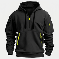 Sweat à capuche unisexe haut de gamme OEM, esthétique, demi-zip, décontracté, style rétro streetwear, brodé, en molleton polyester/coton épais