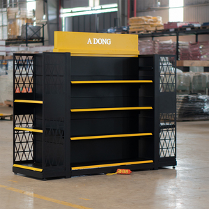 Étagères de supermarché horizontales métalliques double face robustes et polies à plusieurs niveaux - Product Image 2