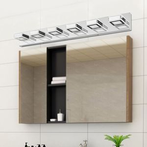 39\" Modern Chrome 6-<b>Light</b> LED <b>Vanity</b> <b>Light</b> Square Acrylic Lampshades Wall Mount Fixture <b>Mirror</b> Lighting for Bathroom - Product Image 2