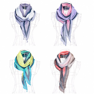 Écharpe élégante en blocs de couleurs avec motif diamant, fabriquée en Corée, SC-38 - Product Image 1
