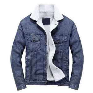 Veste en jean pour homme de haute qualité, style vintage, élégante, avec décoration en nylon gaufré et fourrure, longue, décontractée, fine, nouvelle arrivée - Product Image 3