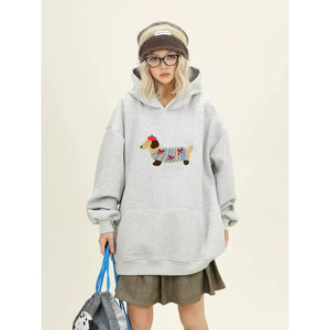 Women Hoodies New Quality Sweatshirt Streetwear Couples Tops Casual Loose <b>Hoodie</b> Autumn Winter Cartoon <b>Dog</b> Embroidery - Product Image 4