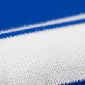 Cárdigan de punto azul para mujer con logotipo personalizado, cuello redondo, franjas azules y blancas en la parte delantera, manga larga, unisex, antiarrugas, acrílico - Product Image 5