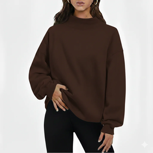 Women Casual Long-Sleeved Lightweight Sweatshirt <b>Top</b> Autumn Double 100% Cotton Knitted Front Plain Dyed women <b>sweat</b> shirt - Product Image 1