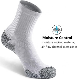 TriPro Sports <b>Moisture</b> Wicking 100% Cotton Thick Cushioned Compression Anti-Slip Breathable Crew <b>Socks</b> Cuff for Running Soccer - Product Image 1