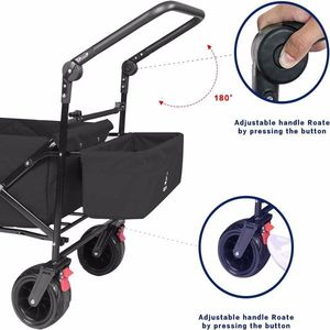 Collapsible Heavy Duty Folding Wagon Cart Removable Canopy 4\" Wide Large All Terrain Wheels Brake Adjustable Hand for Camping - Product Image 3