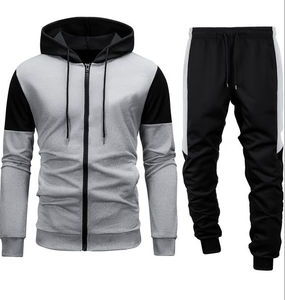 Conjunto deportivo de invierno para hombre, estilo moderno, holgado, cálido, con sudadera con capucha y cremallera, pantalones jogger, para gimnasio y deportes. - Product Image 3