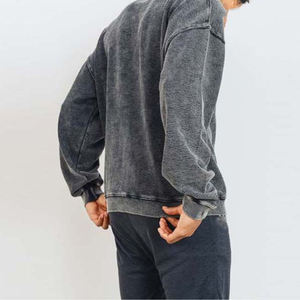 Sweat-shirts d'hiver unisexes OEM personnalisés, design vintage délavé à l'acide, impression et broderie de strass - Product Image 4