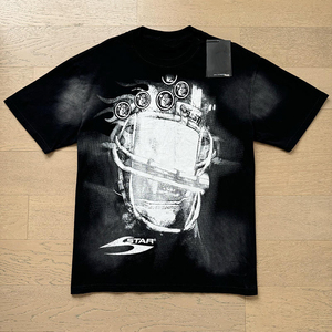 Conjunto de moda americano de camiseta de manga corta y pantalones cortos, estilo casual con estampado de diamantes lavado, transfronterizo - Product Image 3