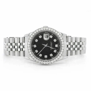 Montre de luxe à quartz, cadran noir, acier inoxydable, chronographe résistant à l'eau, date, style hip-hop, mouvement ETA - Product Image 1