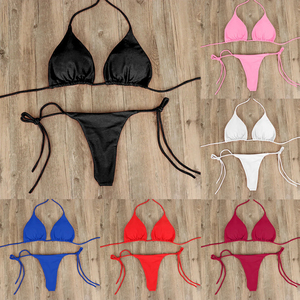 Conjunto de Bikini de 2 Piezas con Estampado Animal para Mujer, Cuello en V Profundo, Micro Bra, Braguita Cheeky, Diseño con Cordón, Elástico, Spandex/Poliéster en la Parte Delantera - Product Image 6