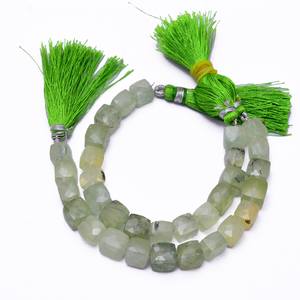 Cuentas de Prehnita Facetadas en Forma de Cubo de 7mm-8mm, Gema Natural Semipreciosa, Cuentas Sueltas en Forma de Caja 3D para Joyería - Product Image 2