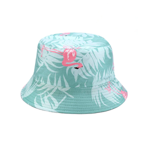 <b>Light</b> Blue Tropical Flamingo Printed Bucket <b>Hat</b> Soft Canvas Fabric Durable Foldable Vacation Travel Bucket <b>Hats</b> - Product Image 1