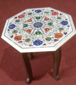 หินอ่อนฝังตกแต่งแบบกึ่งสำเร็จรูปโต๊ะหินเฟอร์นิเจอร์สำหรับห้องรับประทานอาหารเฟอร์นิเจอร์ห้องนั่งเล่นแบบดั้งเดิมที่ทันสมัย - Product Image 3