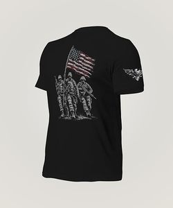 Men's Olive Green Short Sleeve O-Neck T-Shirt With American Flag <b>Skull</b> Print 100% Cotton Jersey Casual Regular Fit - Product Image 5