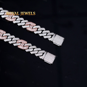 925 <b>Silver</b> Moissanite Cuban Link Chain Necklace Iced Out Hip Hop <b>Choker</b> Unisex Party Jewelry - Product Image 2
