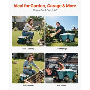 2 in 1 227 Lbs Support Outdoor Wagon Garden Scooter with <b>Seat</b> and <b>Storage</b> Cart Handle Light Rolling Cart - Product Image 6