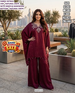 Salwar Kameez Amarillo Premium de Rayón con Bordado a Mano, Corte Regular para Mujer 010536 - Product Image 3