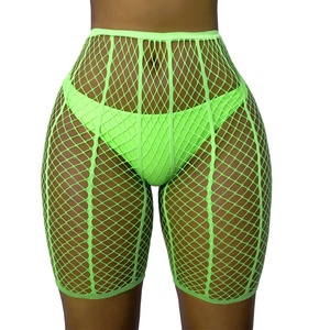 Summer Sexy Women's High Waist Yoga Pants Butt Lifting Workout Bike Shorts with Honey <b>Comb</b> Mesh Pink Leggings for Exercise - Product Image 1
