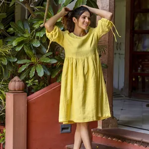 Vestido Maxi Informal de Verano para Mujer, Estilo Bohemio, de Algodón y Lino, Cuello Redondo, Manga 3/4 - Product Image 4