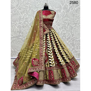 Collections de velours de vêtements de mariée indiens pour la mariée avec le travail de Zarkhan par Fabzone - Product Image 1
