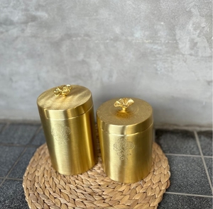 Luxury Heritage Canister Brass <b>Jar</b> for Wedding-Stackable Dishwasher Safe & Moisture-Proof - Product Image 2