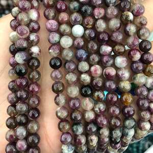 ลูกปัดทัวร์มาลีนสีชมพูแท้ ลูกปัดพลอยทรงกลมธรรมชาติ สำหรับทำเครื่องประดับ งานฝีมือ DIY - Product Image 5