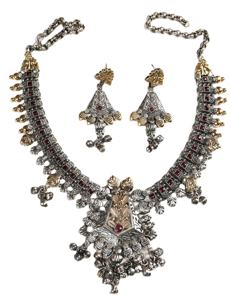 ARTS JEWELS Platinum Plated Copper Alloy Bezel Setting Zircon Flower Bohemian Tribal <b>Necklace</b>/Earrings/Ring/Bracelet Set Women - Product Image 1