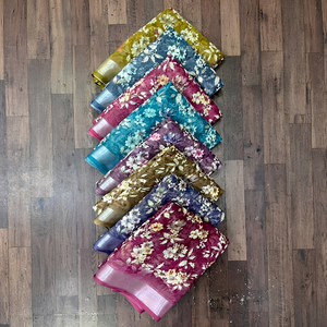 Tela de Lino con Estampado Floral, de Secado Rápido y Ligera, para Prendas de Mujer y Niña, Vestidos, Saris Tradicionales, Artículos de Boutique en Stock - Product Image 1