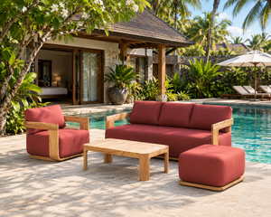 Conjunto de Muebles de Jardín de Madera de Teca, Mesa y Sofá para Patio, con Cojines, para el Borde de la Piscina, Hotel, Villa, Fabricante de Indonesia - Product Image 5